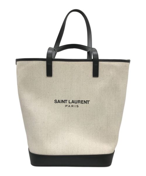 Saint Laurent Paris（サンローランパリ）Saint Laurent Paris (サンローランパリ) 巾着トートバッグ ベージュ×ブラックの古着・服飾アイテム