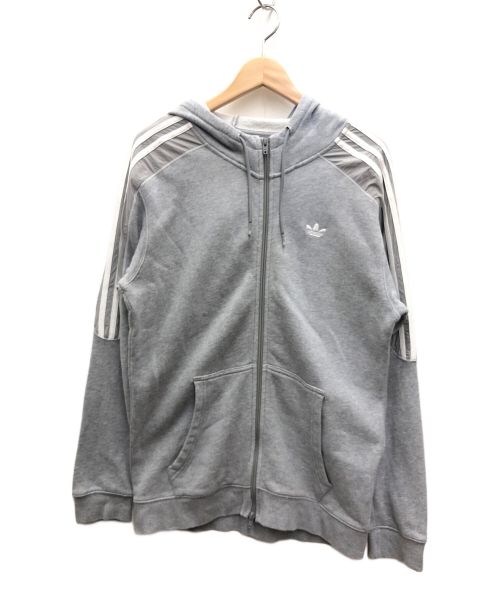 adidas（アディダス）adidas (アディダス) ジップパーカー ライトグレー サイズ:Lの古着・服飾アイテム