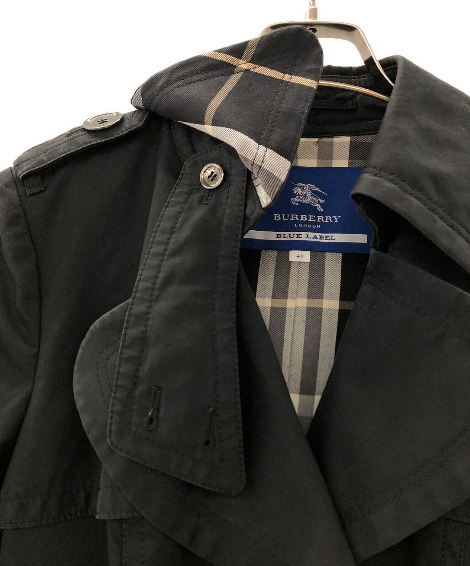 BURBERRY BLUE LABEL (バーバリーブルーレーベル) トレンチコート ブラック サイズ:40