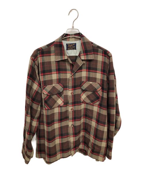 milliken acrallama（ミリケン）milliken acrallama (ミリケン) オープンカラーシャツ レッド×ブラウン サイズ:Lの古着・服飾アイテム