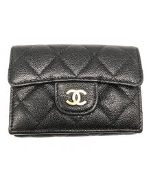 CHANEL（シャネル）の古着「3つ折り財布　キャビアスキン」｜ブラック