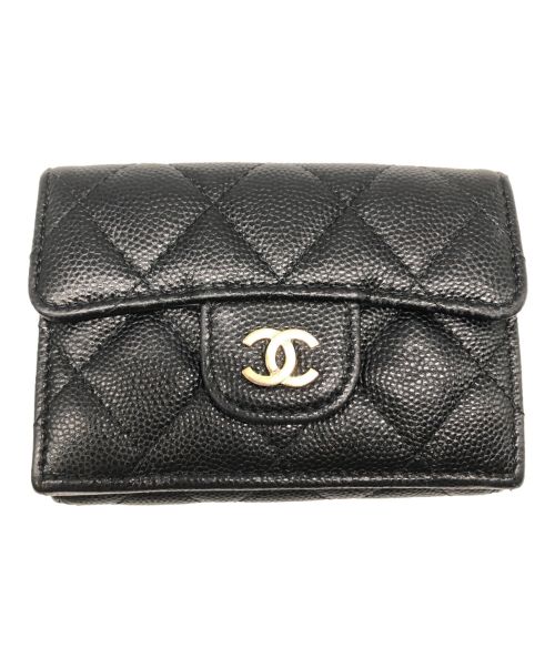 CHANEL（シャネル）CHANEL (シャネル) 3つ折り財布　キャビアスキン ブラックの古着・服飾アイテム