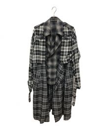 IROQUOIS（イロコイ）の古着「トレンチコート　	LAYRED TRENCH CO T/R CHECK」｜グレー