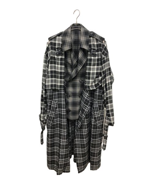 IROQUOIS（イロコイ）IROQUOIS (イロコイ) トレンチコート　	LAYRED TRENCH CO T/R CHECK グレー サイズ:２の古着・服飾アイテム