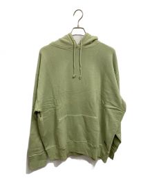 stussy（ステューシー）の古着「WORK GEAR SMALL LOGO hoodie(ワークグアタグスモールロゴフーディー)」｜黄緑