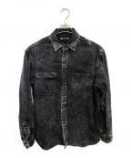 MINEDENIMマインデニム）の古着「Bleach Overdyed Denim Over SHIRT」｜ブラック