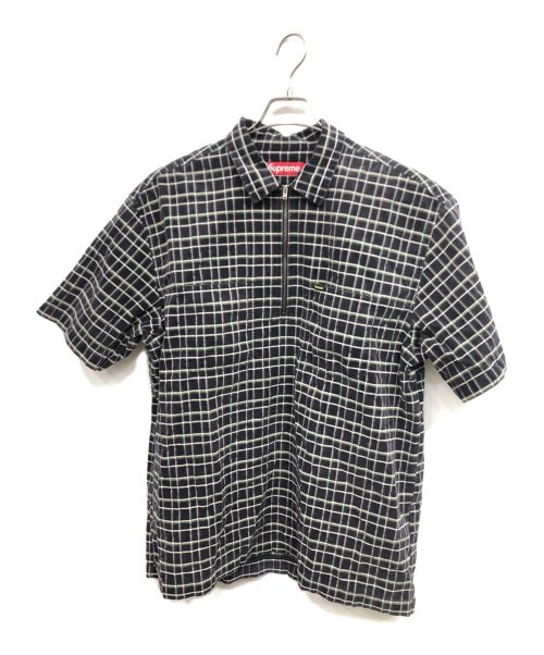 SUPREME（シュプリーム）SUPREME (シュプリーム) Supreme Plaid Corduroy Half Zip S/S Shirt(シュプリーム プラッド コーデュロイ ハーフジップ ショートスリーブ シャツ) パープル サイズ:Lの古着・服飾アイテム