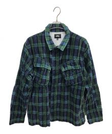 stussy（ステューシー）の古着「Velveteen Jungle SHIRT」｜グリーン