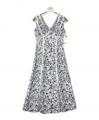 HER LIP TOハーリップトゥ）の古着「Lace Trimmed Floral Dress」｜ネイビー