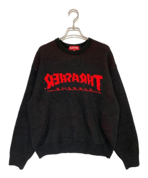 SUPREME（シュプリーム）SUPREME (シュプリーム) THRASHER (スラッシャー) Sweater ブラック×レッド サイズ:Mの古着・服飾アイテム