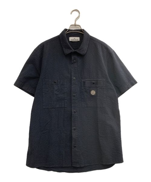 STONE ISLAND（ストーンアイランド）STONE ISLAND (ストーンアイランド) シアサッカーシャツ ブラック サイズ:XXLの古着・服飾アイテム