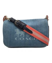 COACH（コーチ）の古着「デニムショルダーバッグ」｜ブルー×ピンク