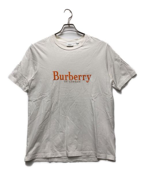 BURBERRY LONDON（バーバリーロンドン）BURBERRY LONDON (バーバリー ロンドン) プリントTシャツ ホワイト×オレンジ サイズ:XSの古着・服飾アイテム