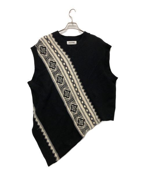 DISCOVERED（ディスカバード）DISCOVERED (ディスカバード) Fisherman knit vest ブラック×ホワイト サイズ:ｆｒｅｅの古着・服飾アイテム