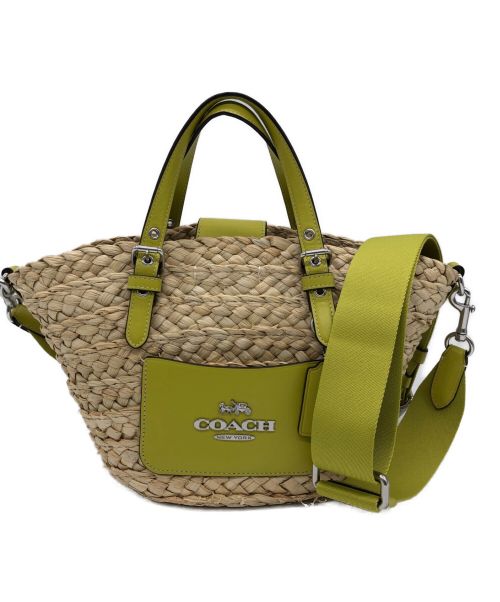 COACH（コーチ）COACH (コーチ) スモールトート ベージュ×ライトグリーンの古着・服飾アイテム