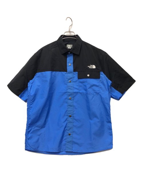 THE NORTH FACE（ザ ノース フェイス）THE NORTH FACE (ザ ノース フェイス) S/S Nuptse Shirt ブルー×ブラック サイズ:S 未使用品の古着・服飾アイテム