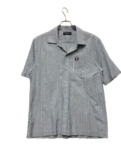 FRED PERRY（フレッドペリー）FRED PERRY (フレッドペリー) FINE STRIPE POCKET SHIRT ライトブルー サイズ:Mの古着・服飾アイテム