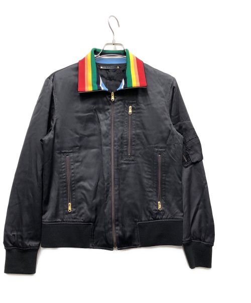 PAUL SMITH（ポールスミス）PAUL SMITH (ポールスミス) レインボーカラーブルゾン ブラック サイズ:Lの古着・服飾アイテム