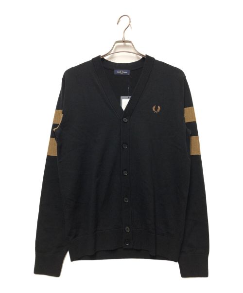 FRED PERRY（フレッドペリー）FRED PERRY (フレッドペリー) Tipped Sleeve Cardigan ブラック サイズ:M 未使用品の古着・服飾アイテム