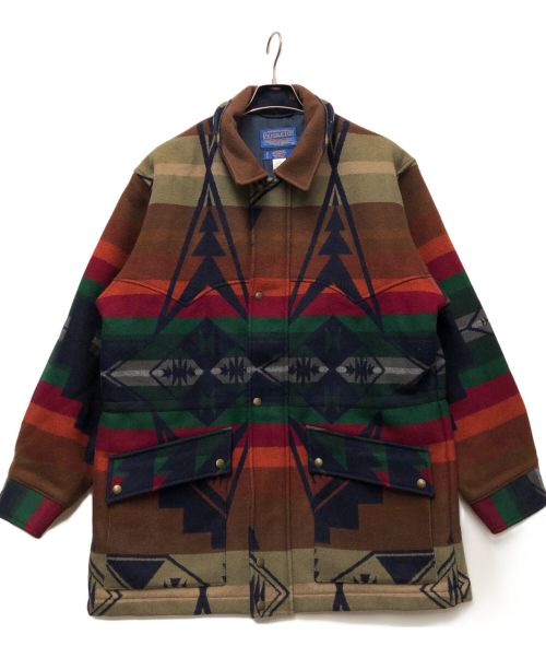 PENDLETON（ペンドルトン）PENDLETON (ペンドルトン) ネイティブ柄ウールジャケット ブラウン×マルチカラー サイズ:Mの古着・服飾アイテム