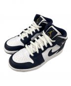 NIKEナイキ）の古着「AIR JORDAN 1 MID」｜ホワイト×ネイビー