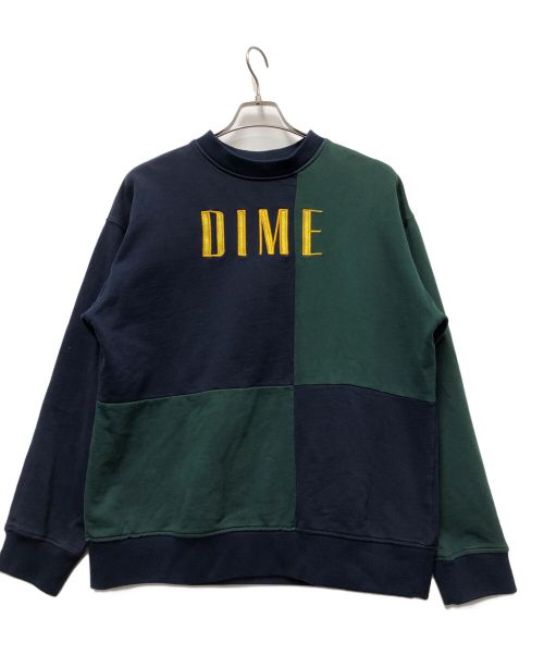 Dime（ダイム）Dime (ダイム) クルーネックスウェット ネイビー×グリーン サイズ:XLの古着・服飾アイテム