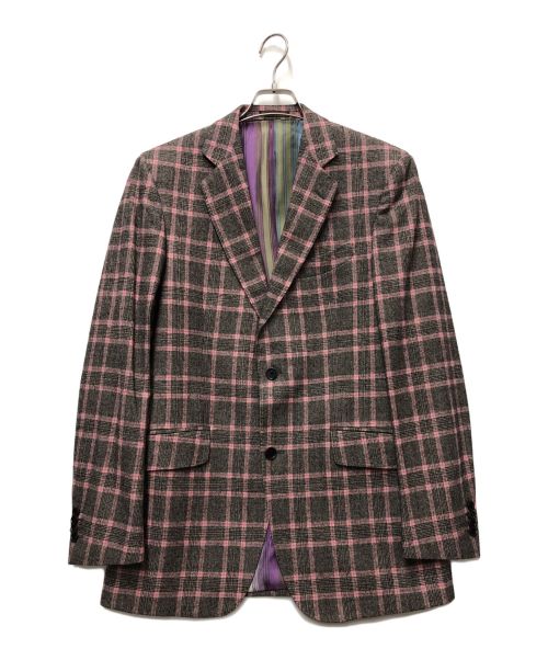 ETRO（エトロ）ETRO (エトロ) ウールテーラードジャケット グレー×ピンク サイズ:50の古着・服飾アイテム