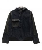 AVIREXアヴィレックス）の古着「LEATHER COMBI NAVAL DENIM JACKET」｜インディゴ×ブラック