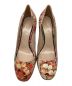 GUCCI (グッチ) Beige Leather Bloom Print Mid Heel ベージュ サイズ:37 1/2：24800円