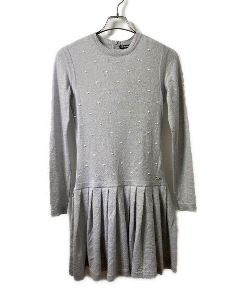 CHANEL（シャネル）CHANEL (シャネル) カシミヤ混パールワンピース グレー サイズ:36の古着・服飾アイテム