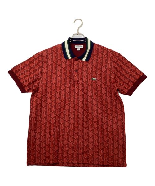 LACOSTE（ラコステ）LACOSTE (ラコステ) モノグラムジャガードポロシャツ レッド サイズ:Lの古着・服飾アイテム