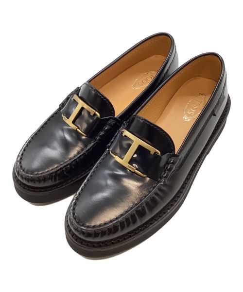 TOD'S（トッズ）TOD'S (トッズ) Tタイムレスローファー ブラック サイズ:37 1/2の古着・服飾アイテム