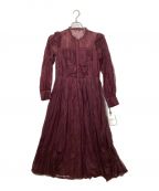 HER LIP TOハーリップトゥ）の古着「Romantic Lace Belted Dress」｜ワインレッド