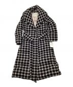 HER LIP TOハーリップトゥ）の古着「Loop Yarn Tweed Belted Down Coat」｜ブラック×ホワイト