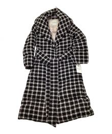 HER LIP TO（ハーリップトゥ）の古着「Loop Yarn Tweed Belted Down Coat」｜ブラック×ホワイト