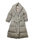 HER LIP TOハーリップトゥ）の古着「Loop Yarn Tweed Belted Down Coat white」｜ホワイト×ブラック