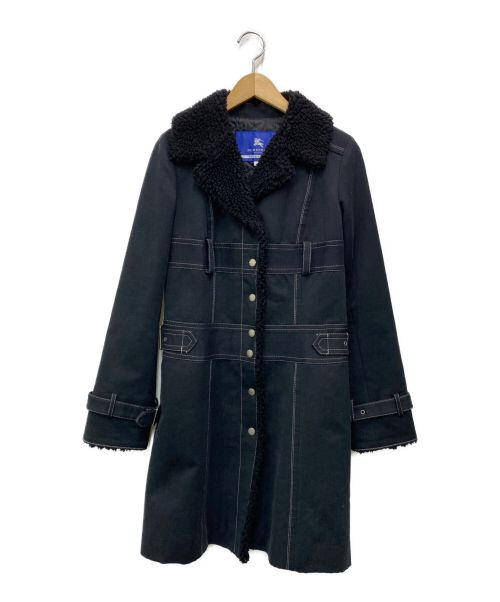 BURBERRY BLUE LABEL（バーバリーブルーレーベル）BURBERRY BLUE LABEL (バーバリーブルーレーベル) コーデュロイボアカラーコート ブラック サイズ:SIZE 36の古着・服飾アイテム