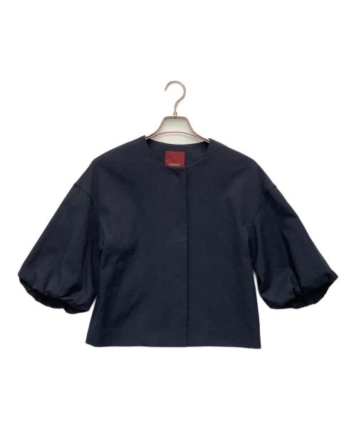AMACA（アマカ）AMACA (アマカ) ノーカラージャケット ネイビー サイズ:38の古着・服飾アイテム
