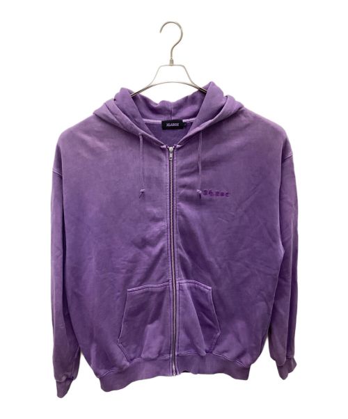 X-LARGE（エクストララージ）X-LARGE (エクストララージ) PIGMENT DYED EMBOSS LOGO ZIP HOODED SWEAT(ピグメントダイ　エンボスロゴ　ジップフーデッドスウェット パープル サイズ:XLの古着・服飾アイテム