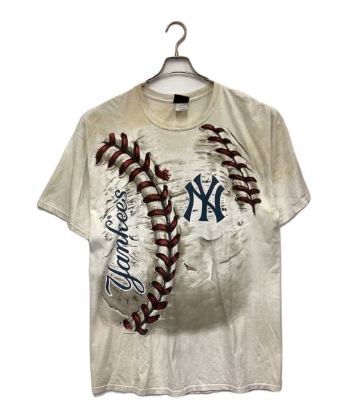 LIQUID BLUE（リキッドブルー）LIQUID BLUE (リキッドブルー) MLB NEW YORK YANKEES(ニューヨークヤンキース)プリントTシャツ ベージュ サイズ:XLの古着・服飾アイテム