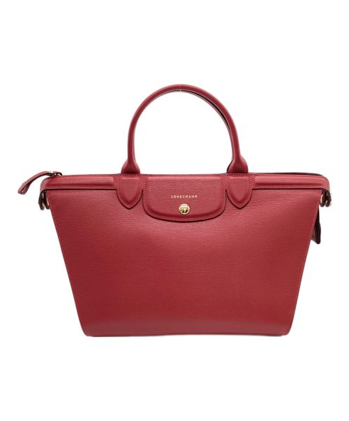 LONGCHAMP（ロンシャン）LONGCHAMP (ロンシャン) エリタージュ　ハンドバッグ レッドの古着・服飾アイテム