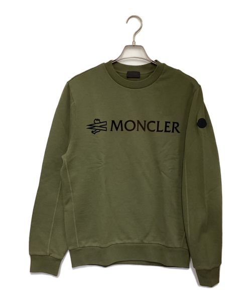 MONCLER（モンクレール）MONCLER (モンクレール) フロッキープリント グラデーションロゴスウエット グリーン サイズ:Mの古着・服飾アイテム