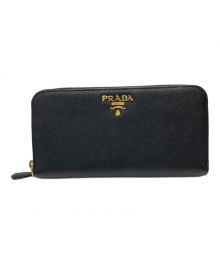 PRADA（プラダ）の古着「ラウンドジップファスナー財布」｜ブラック×ピンク