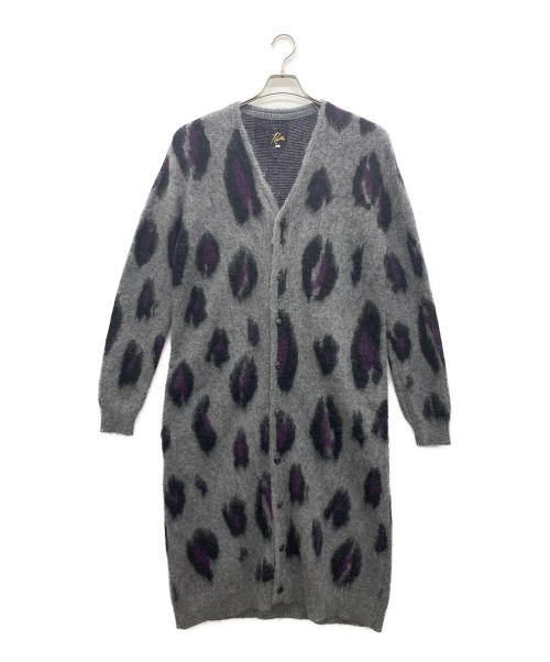 Needles（ニードルズ）Needles (ニードルズ) Mohair Long Cardigan - Leopard(モヘアロングカーディガン-レオパード） グレー×パープル サイズ:Sの古着・服飾アイテム