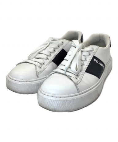 中古・古着通販】PRADA (プラダ) ローカットスニーカー ブラック×ホワイト サイズ:7 1/2｜ブランド・古着通販 トレファク公式【TREFAC  FASHION】スマホサイト