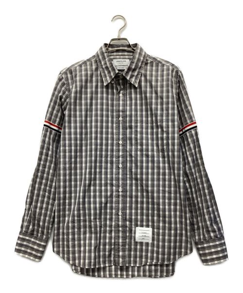 Thom Browne（トムブラウン）Thom Browne (トムブラウン) マイクロバッファローチェックグログランアームバンドボタンダウン ホワイト×グレー サイズ:4の古着・服飾アイテム