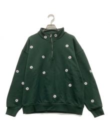 nick gear（ニックギア）の古着「SP FLOWER HALFZIP SWEAT」｜グリーン×ホワイト