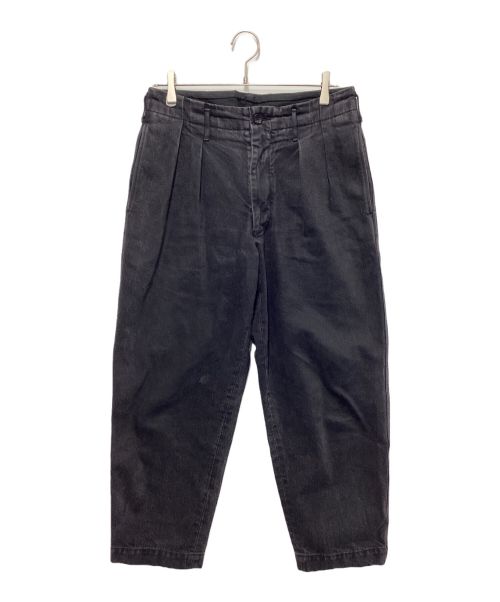 UNFIL（アンフィル）UNFIL (アンフィル) 14oz organic cotton denim 2tuck trousers（14オンスオーガニックコットンデニムツータックトラウザース） ブラック サイズ:４の古着・服飾アイテム