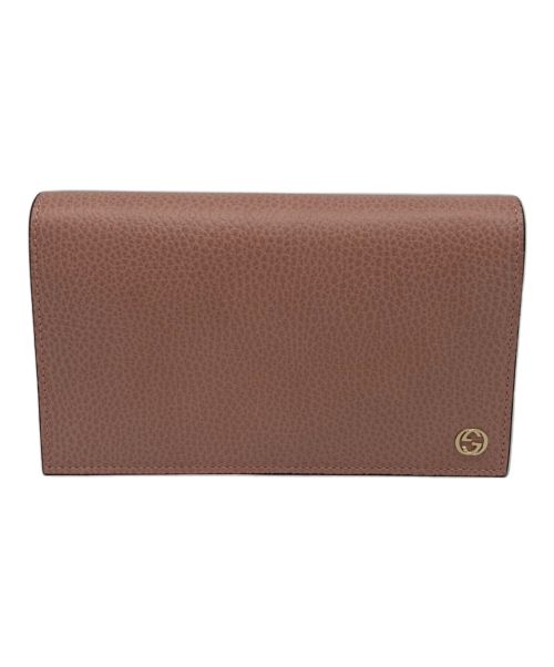 GUCCI（グッチ）GUCCI (グッチ) レザーウォレットチェーンクラッチバッグ ピンク 未使用品の古着・服飾アイテム