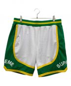 SUPREMEシュプリーム）の古着「Curve Basketball Short Green」｜ホワイト×グリーン